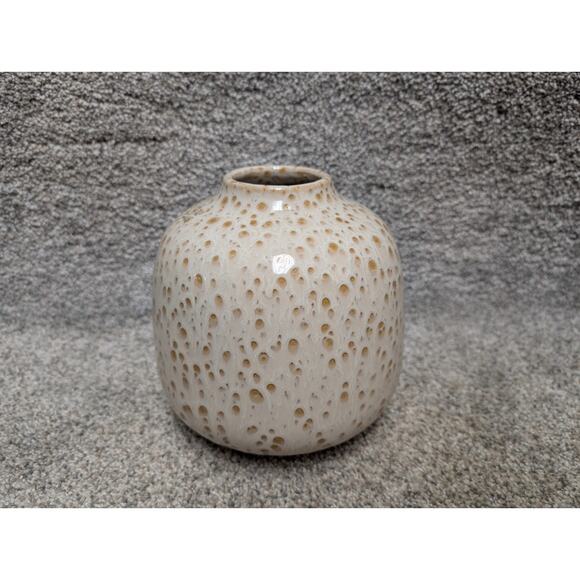 Vintage MCM pottery Vase Textured Cream Tan Pottery Lava Glaze Ceramic Brutalist - Picture 2 of 10